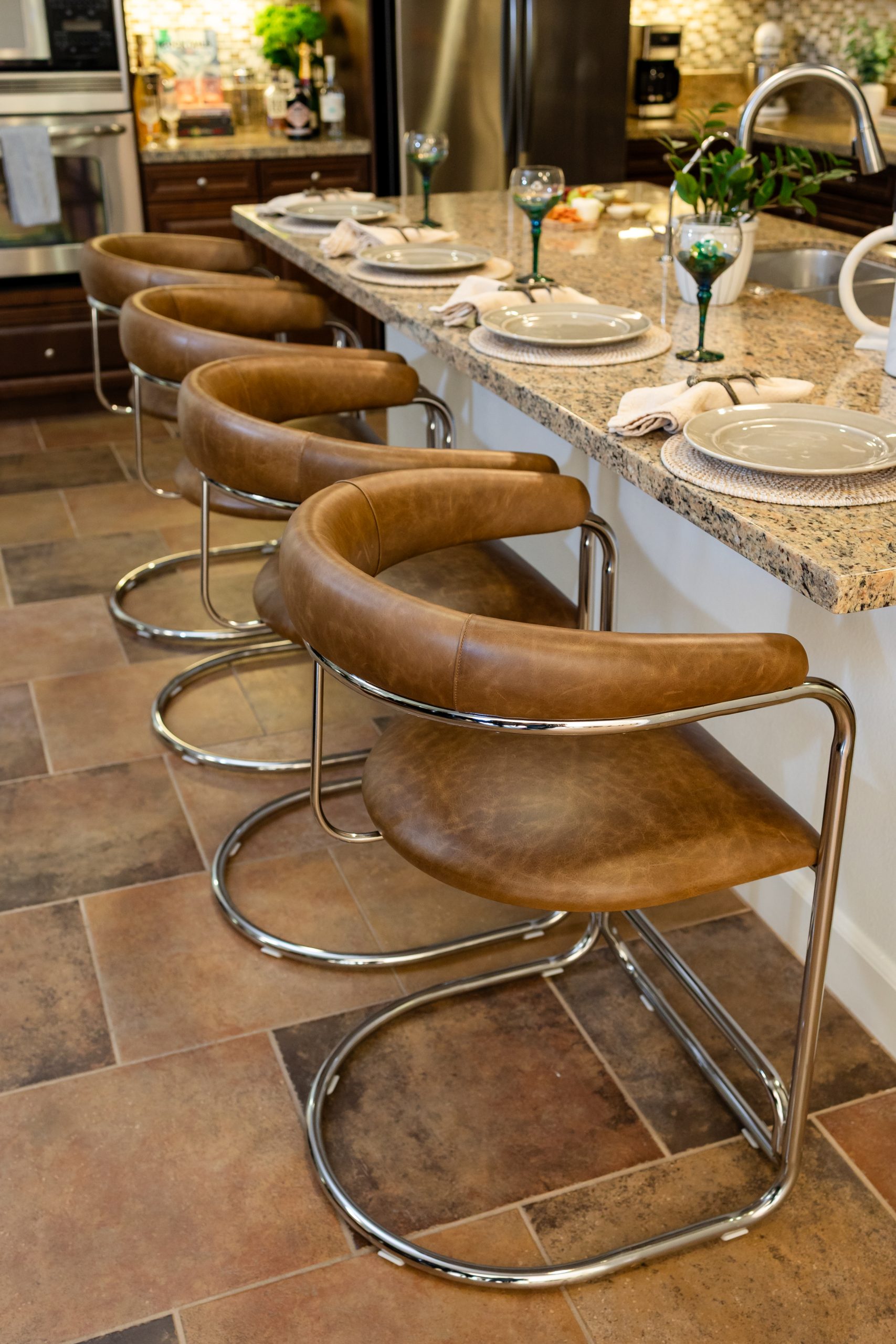Lorren Counter Height Stool In Brown-Olive
